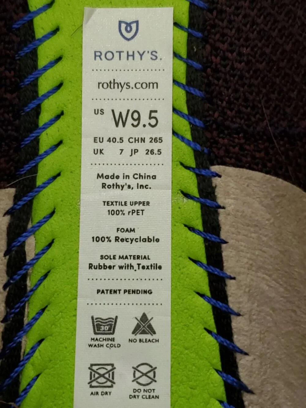 Rothy’s Cranberry Plaid The Square Toe Slip On Ballet Flats Size 9.5